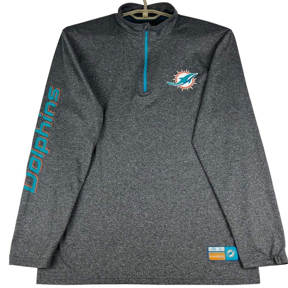 NFL Team Apparel Miami Dolphins Quarter Zip Pullover Men Medium (M) Gray NFL Fan